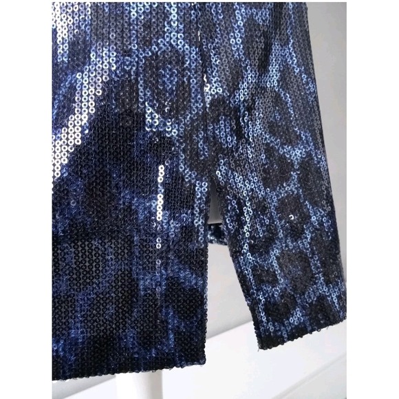 ZARA BLUE LEOPARD PRINT SEQUIN MINI SKIRT‎ SIZE L - Picture 7 of 11